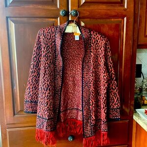 Ruby Red festive cardigan -size L